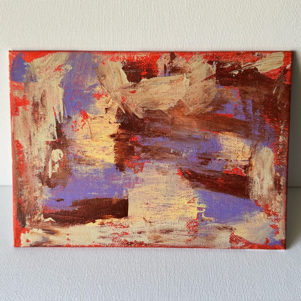 Handpainted Abstract Original Acrylic Care On Canvas 5x7 Modern Love New Weird